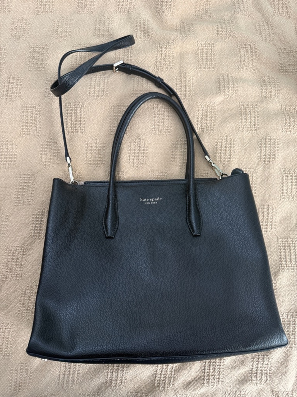 kate spade Black Leather Satchel with Shoulder Strap